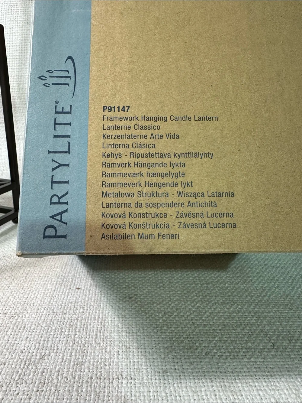 Retired PartyLite P91147 Framework Hanging Candle Lantern NIB Metal Farmhouse